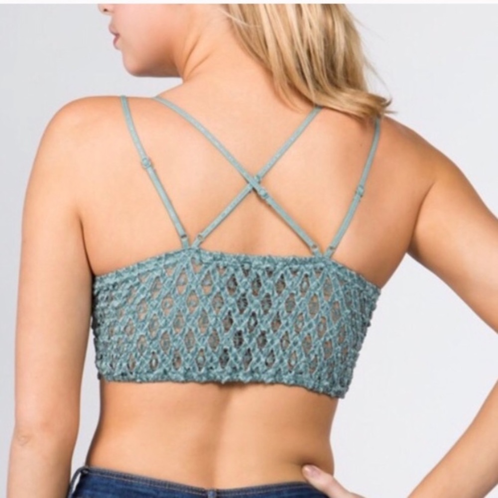 SOLD OUT CLEARANCE Navy Crochet Lace Scallop Double Strap Bralette - Picture 3 of 3